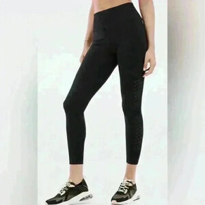 Fabletics Womens High Waisted Perforated Leggings Black 24" Inseam Medium